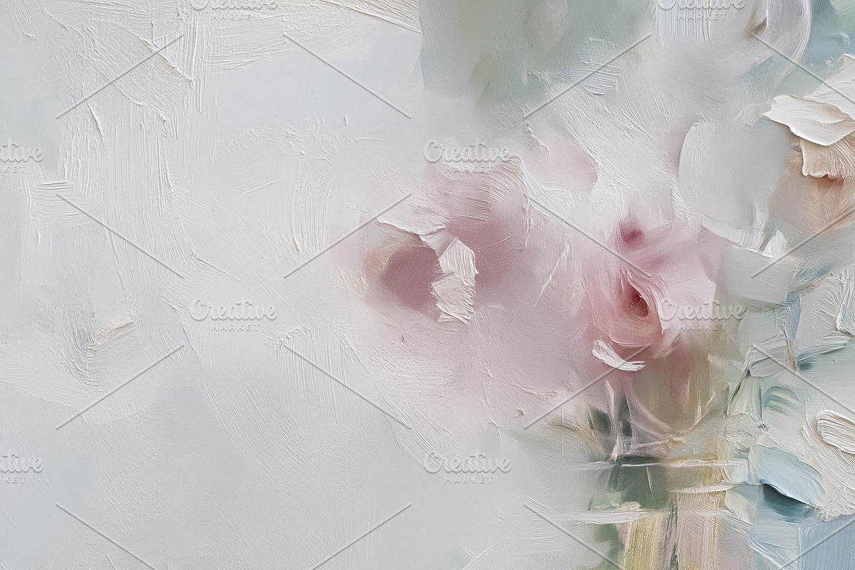 Floral art piece displaying elegant white and pink flowers with, an Illustration by Studio ANNA