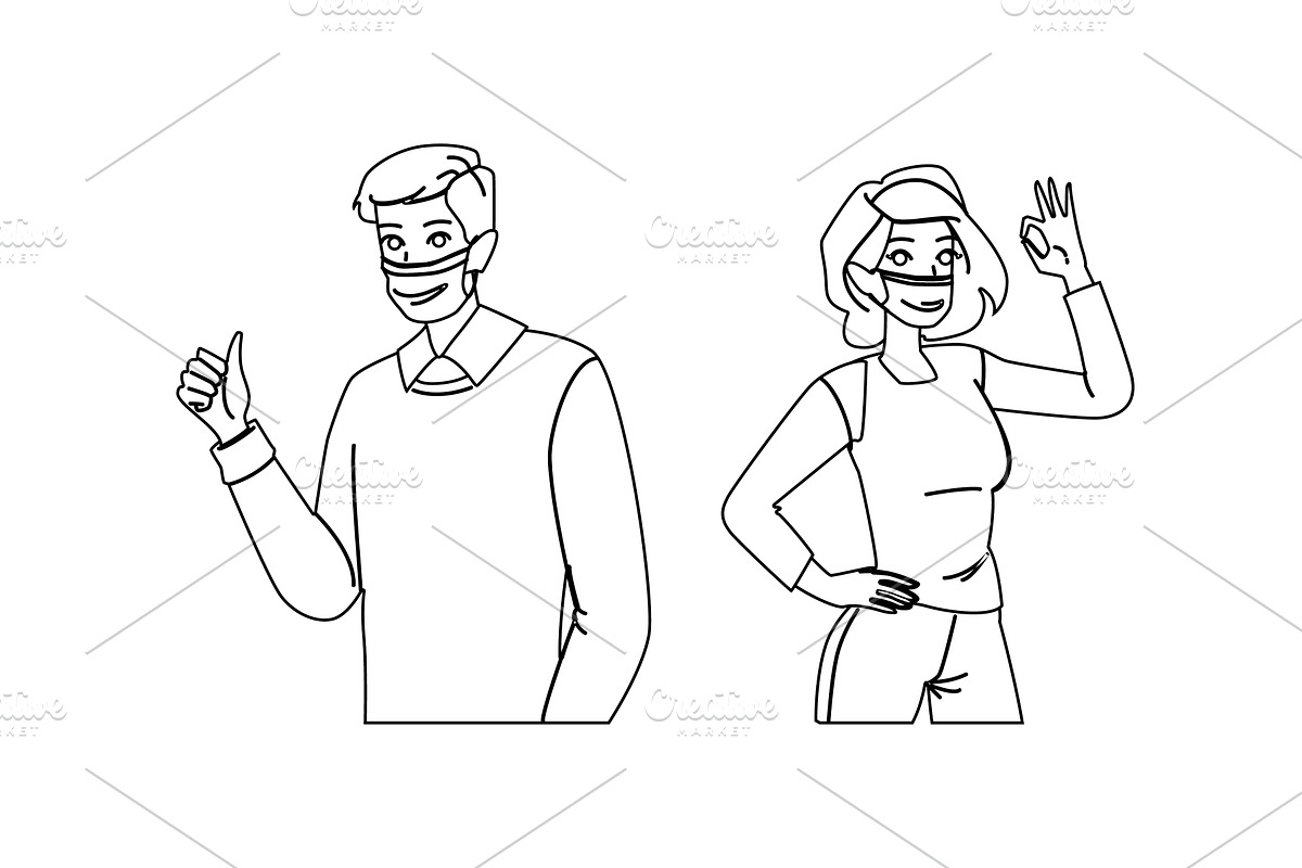 protection wearing face mask vector, a Person Illustration by pikepicture