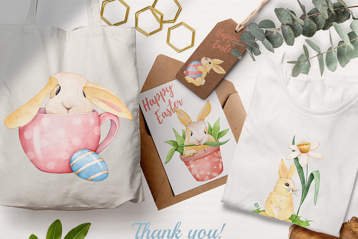 Cute Easter bunny Clipart PNG, a Seasonal Illustration by Mespilia (Photo 5 of 5)