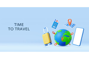 3d Time to travel concept with, a Transportation Illustration by ModVector
