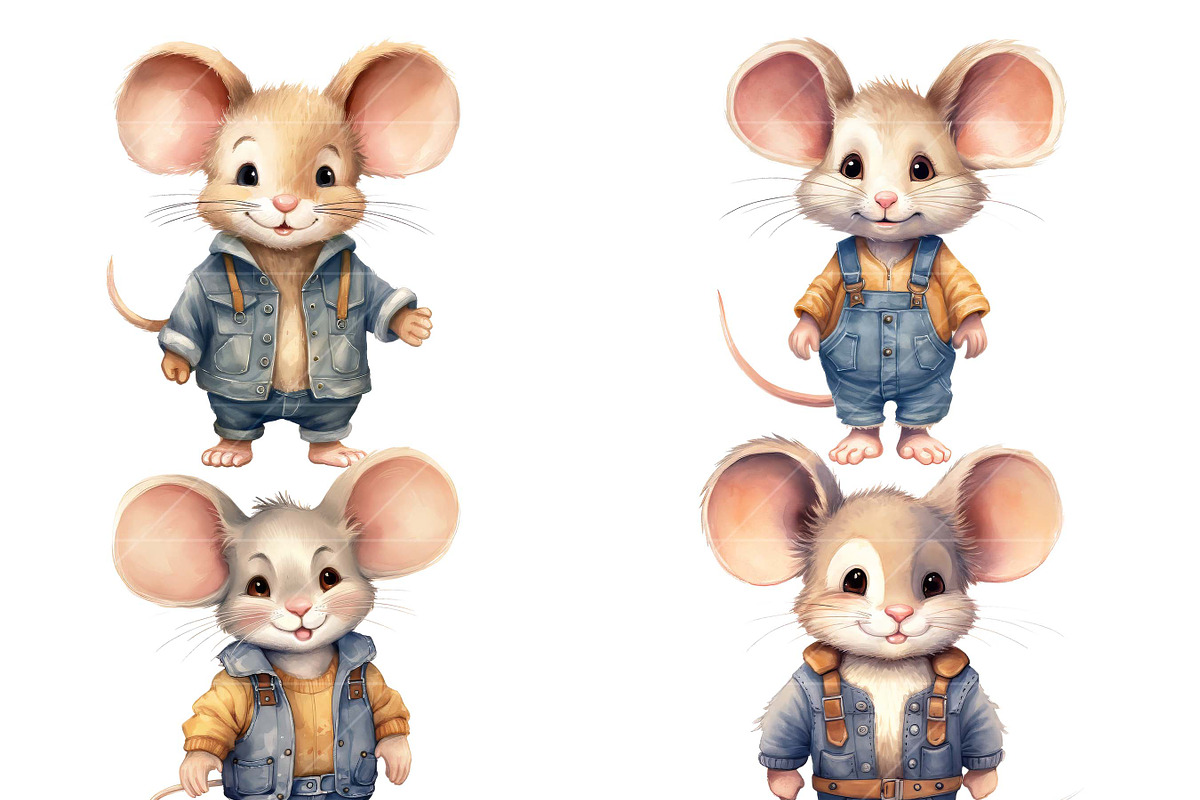 Watercolor Cute Mouse Clipart, an Animal Illustration by Design Scotch (Photo 5 of 7)