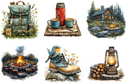 Vintage Spring Camping Clipart, a Seasonal Illustration by DreamArtGraphic (Thumbnail 3 of 4)