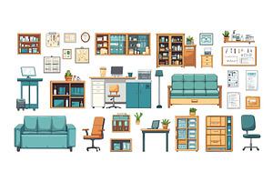 Cartoon clinic interior elements, an Object Illustration by Stock-Smart-Start