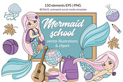 MERMAID SCHOOL, a Decorative Illustration by FARAWAYKINGDOM (Thumbnail 1 of 11)