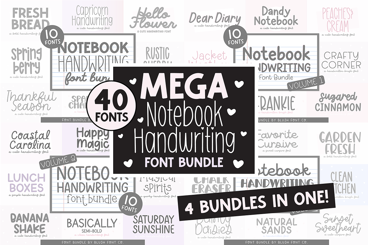 MEGA NOTEBOOK HANDWRITING Font Bundl, a Handwritten Font by Blush Font Co. (Photo 1 of 5)