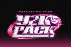 Y2K Chrome Text Effect Collection V2, a Layer Style Add-On by Sixtysix Labs