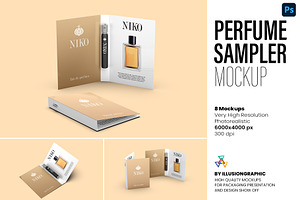 Perfume Sampler Mockup - 8 views, a Packaging Mockup by Illusiongraphic