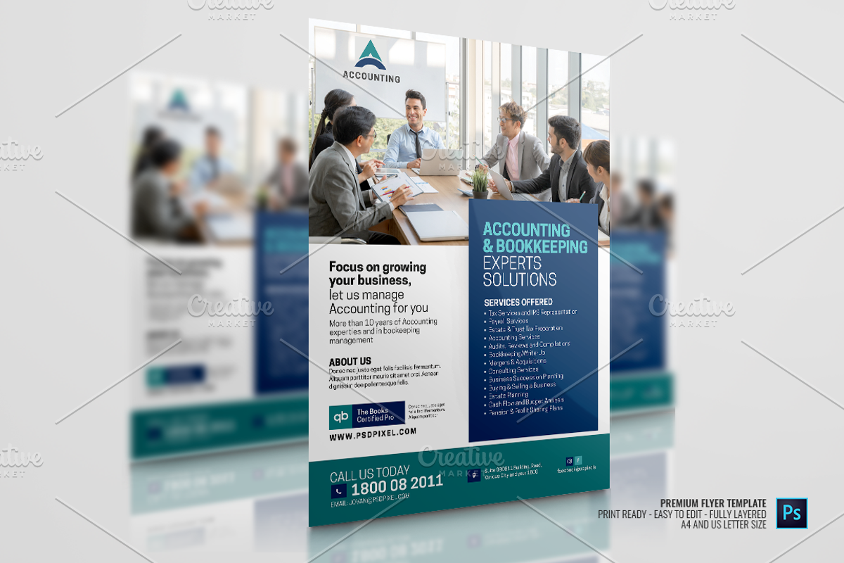 Bookkeeping and Accounting Services, a Flyer Template by PSDPixel