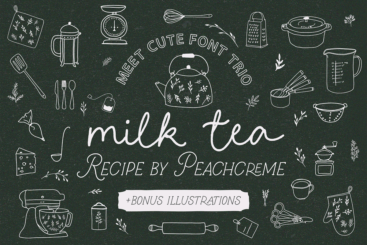 Milk Tea Recipe // FONT TRIO+GRAPHIC, a Handwritten Font by PeachCreme (Photo 1 of 14)