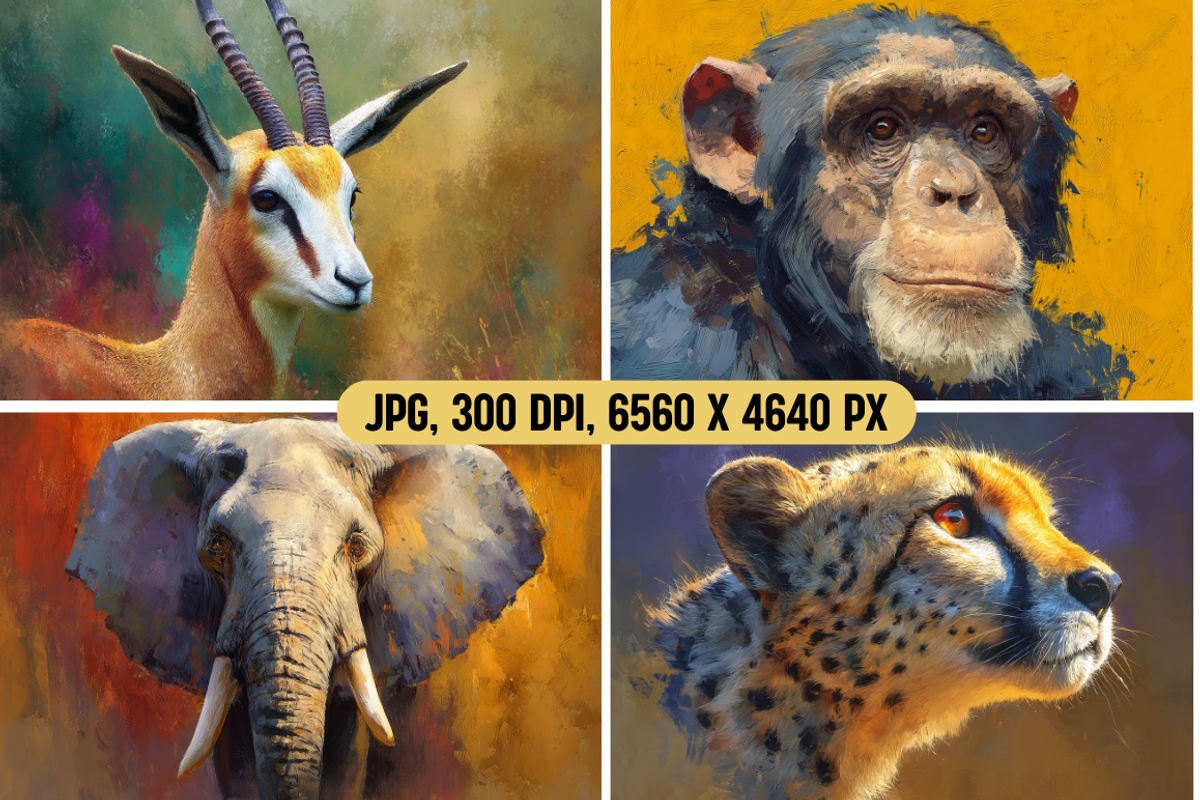 Painterly African Animal Portraits, an Animal Illustration by PrintHaven Designs (Photo 3 of 11)