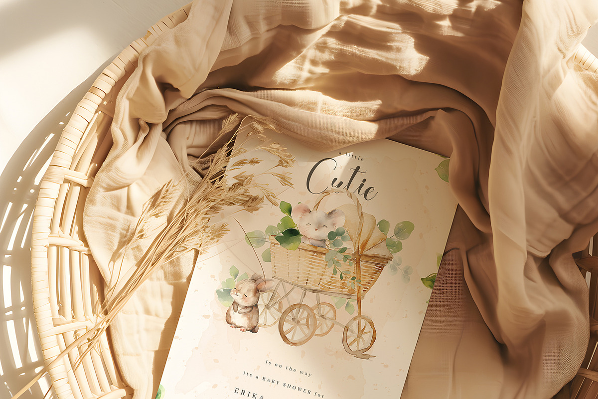 Watercolor newborn woodland animals, an Animal Illustration by MariGraphic boutique (Photo 4 of 9)