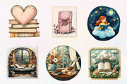 Reading Books Postage Stamp Clipat, an Illustration by CreationArt (Thumbnail 3 of 9)