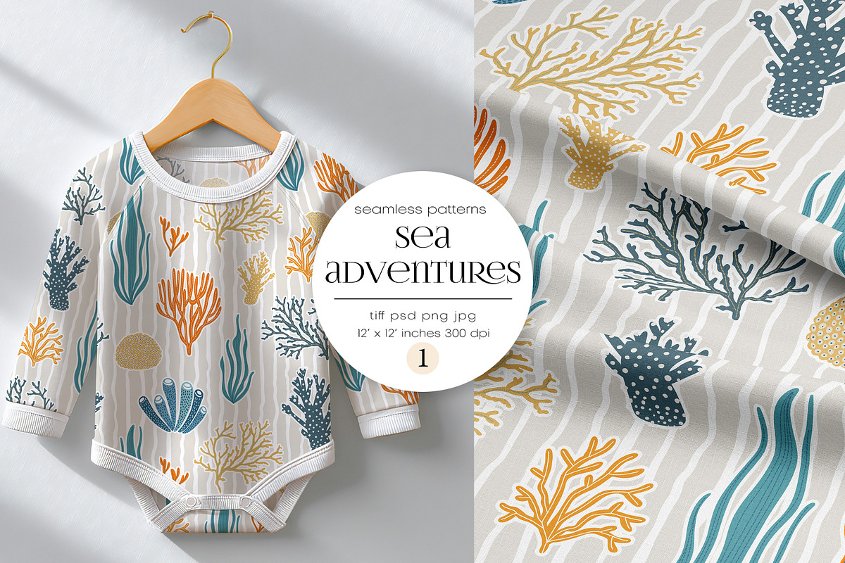 Kids Pattern Sea Adventure, a Pattern Graphic by PROTEA Watercolor Studio (Photo 1 of 7)