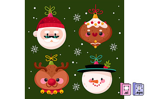 Christmas Character Ornaments, an Object Graphic by MISS CHATZ