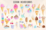 37 Icecreams Summer Watercolor Art, an Illustration by Violet LeBeaux (Thumbnail 2 of 3)