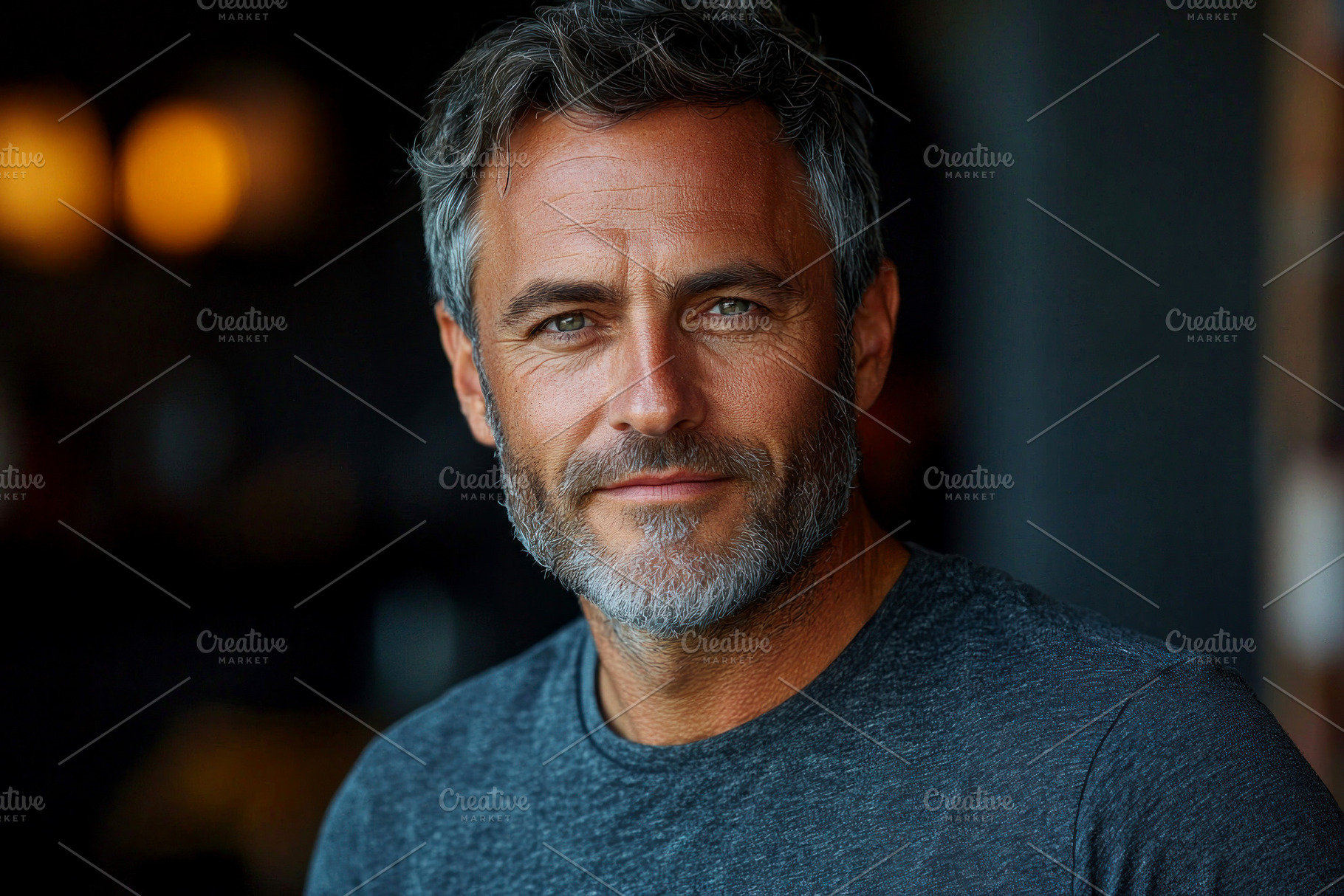Confident mature man with gray hair and beard wearing a dark gra, a Person Photo by José Manuel Gelpi