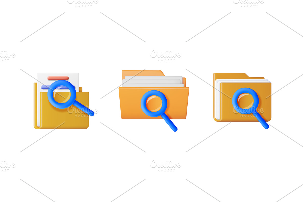 Three yellow folders with blue, an Object Illustration by Abscent