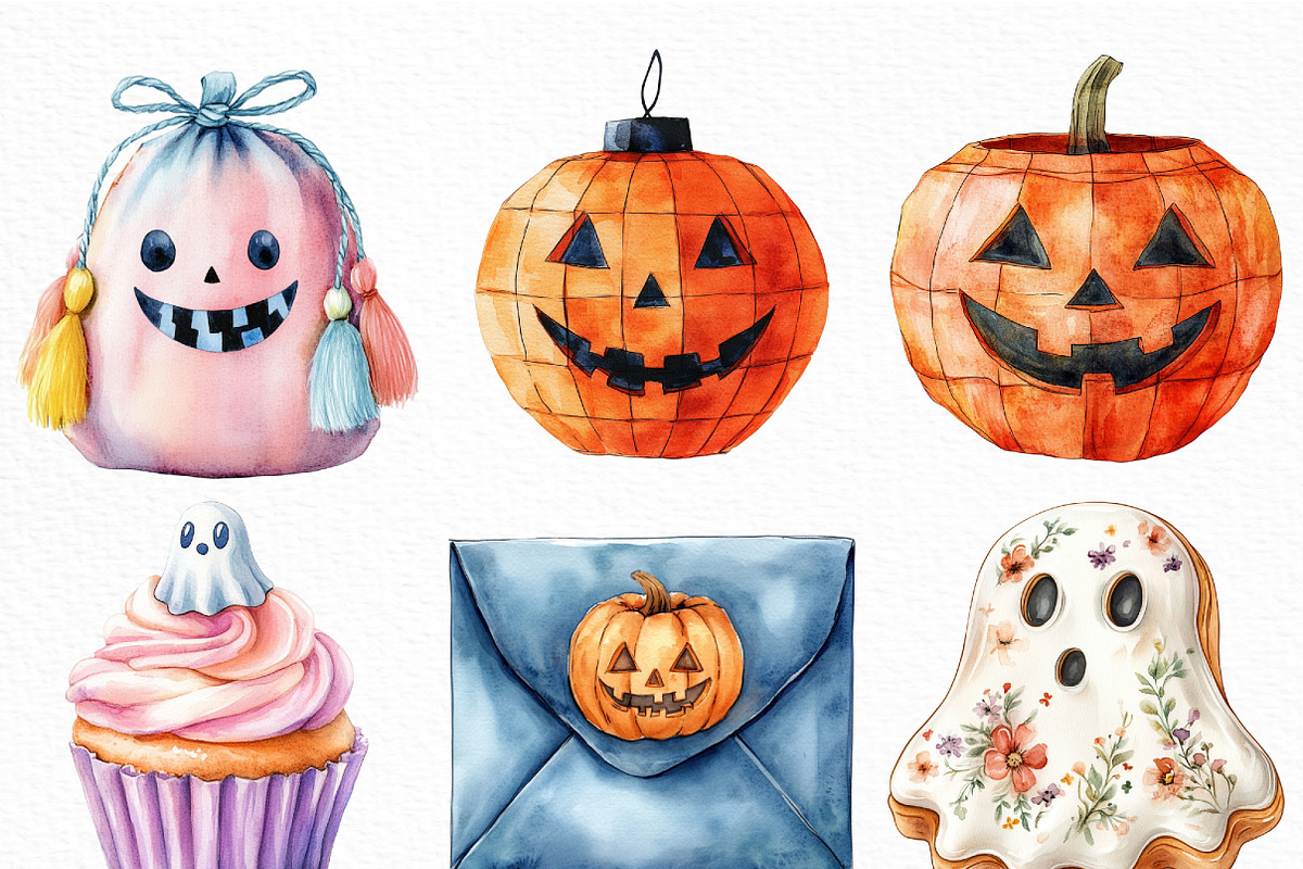 Boho Halloween Trick or Treat Clipar, an Illustration by Craft Nest (Photo 3 of 6)