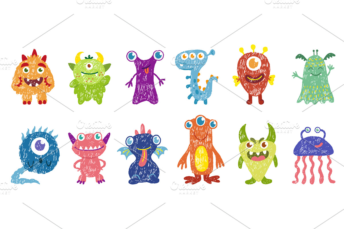Pencil drawing monster. Funny crayon, an Illustration by Valerie Bodnar
