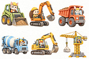 Construction Vehicles Clipart, a Transportation Illustration by Villa 11 Estudio (Thumbnail 4 of 9)
