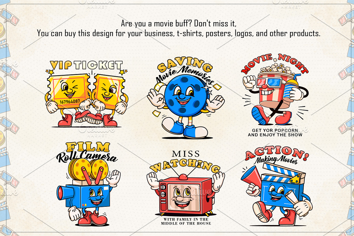Movie Time, Retro Mascot Characters, a Technology Illustration by Kevyn Creative (Photo 2 of 3)