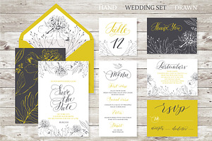 Wedding set. Calligrafy, graphics.