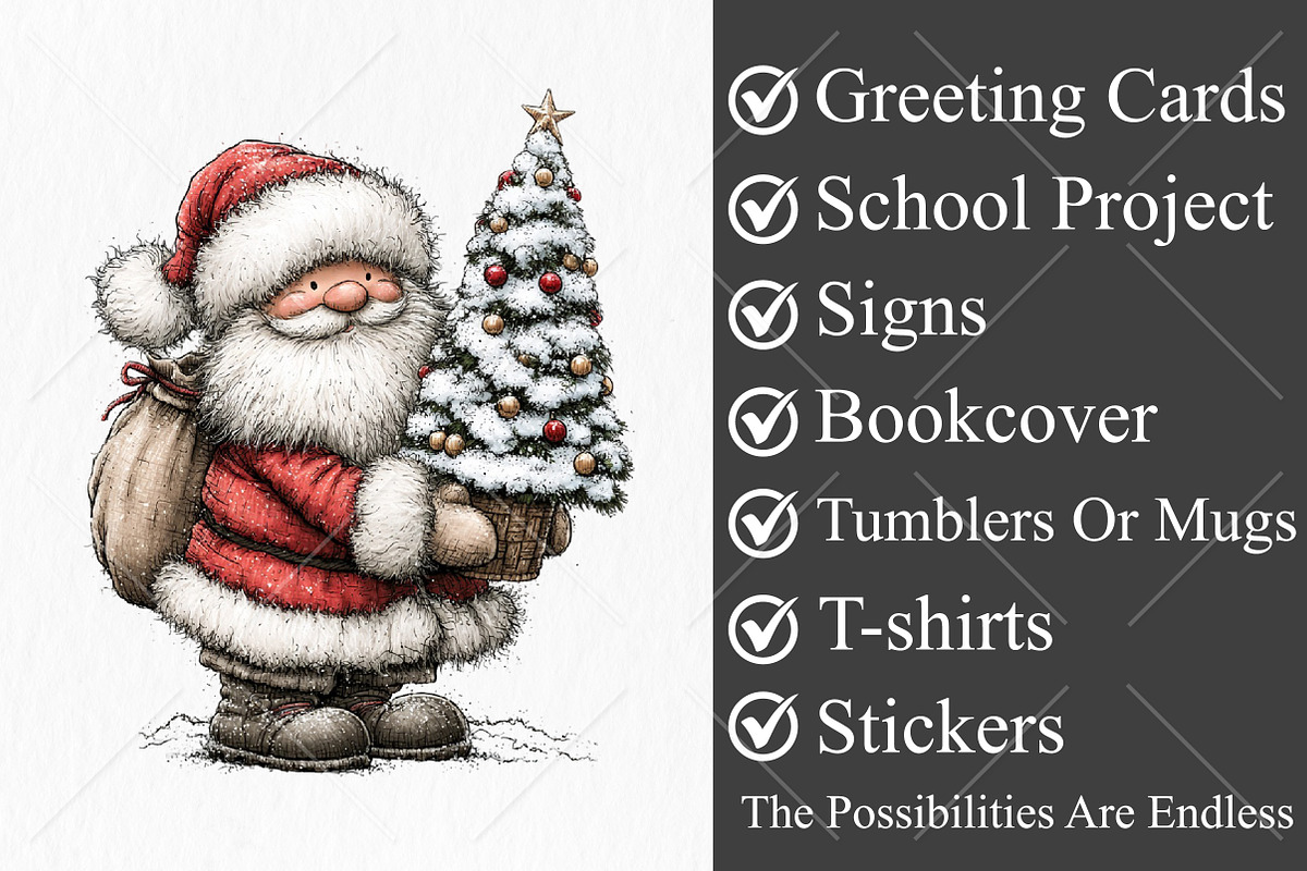 Whimsical Quirky Santa Clipart, a Seasonal Illustration by Canvas Craft (Photo 3 of 10)