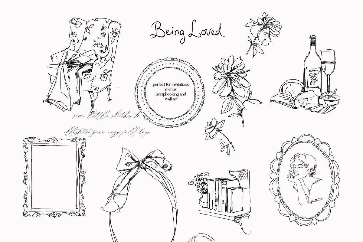 Being Loved - Vintage Line Art, a Decorative Illustration by whiteheartdesign (Photo 9 of 14)