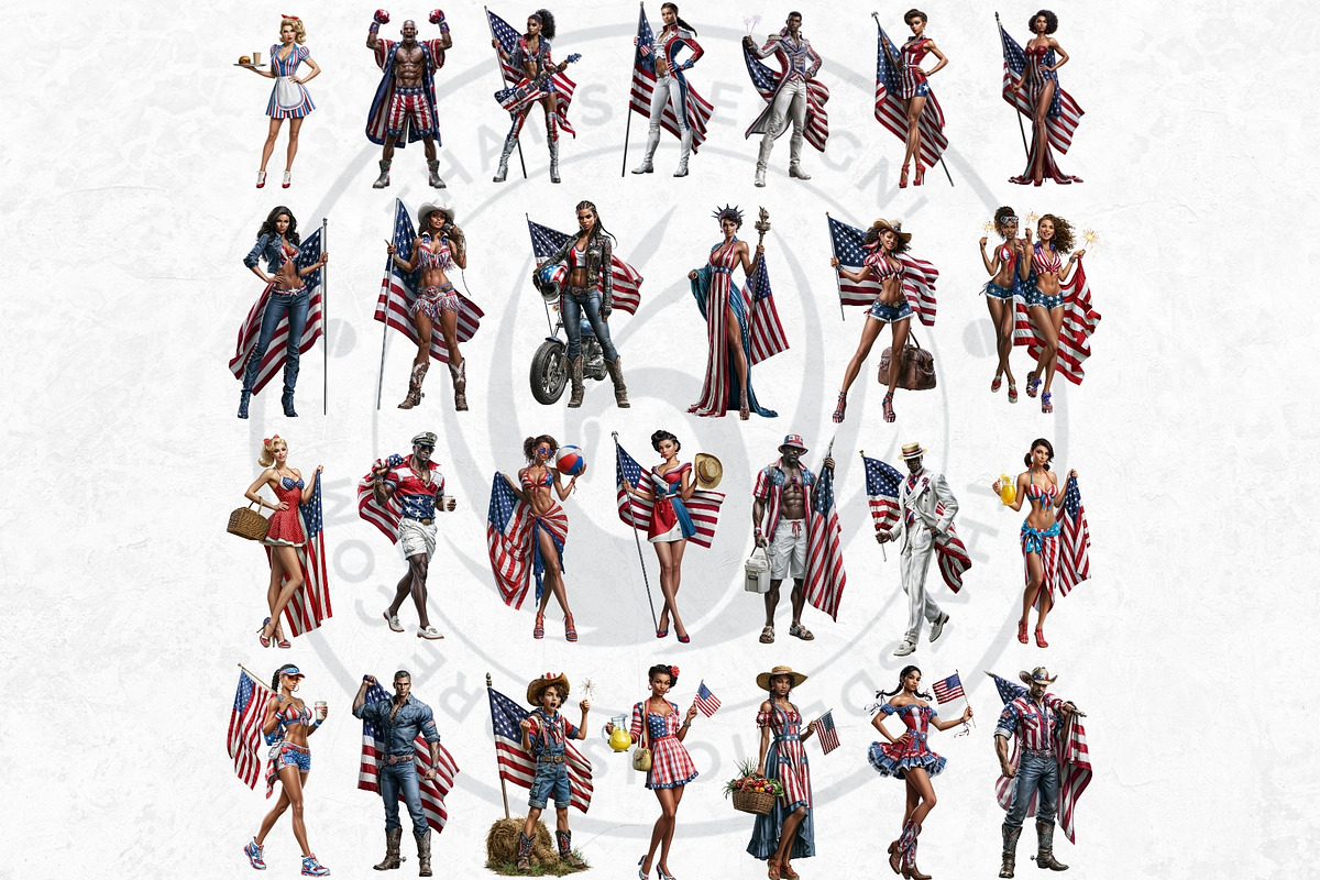 4th of july Patriotic Characters V2, a Person Illustration by ThatsDesignArt (Photo 9 of 10)