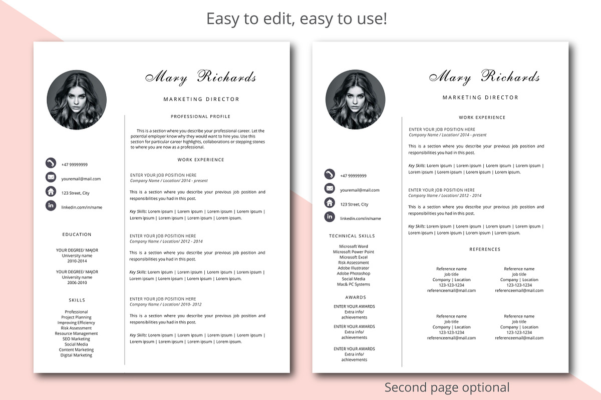Resume template Simple style, a Resume Template by Annakristal (Photo 2 of 5)