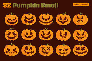 Pumpkin Emoji Icon Set, an Emoji Icon by Eklip Studio