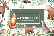 Watercolor Forest Animals Set, an Object Graphic by Kotulska (Thumbnail 1 of 6)