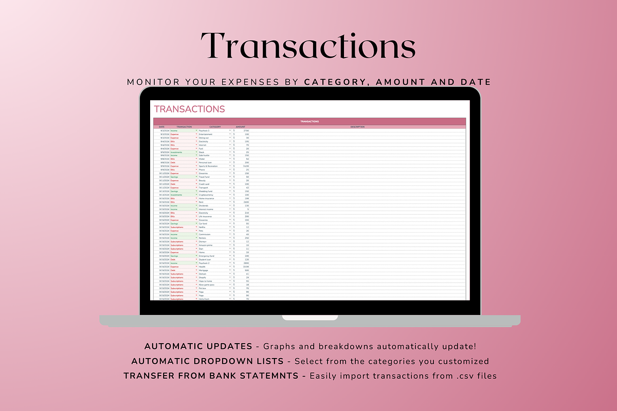 Standard Biweekly Budget - Red, a Templates & Theme by The Creative Plans co (Photo 7 of 10)