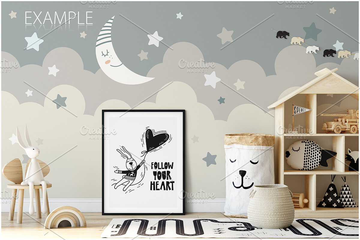 Kids Frames & Wall Mockup Bundle - 5, a Print Template by Yuri-U (Photo 17 of 32)