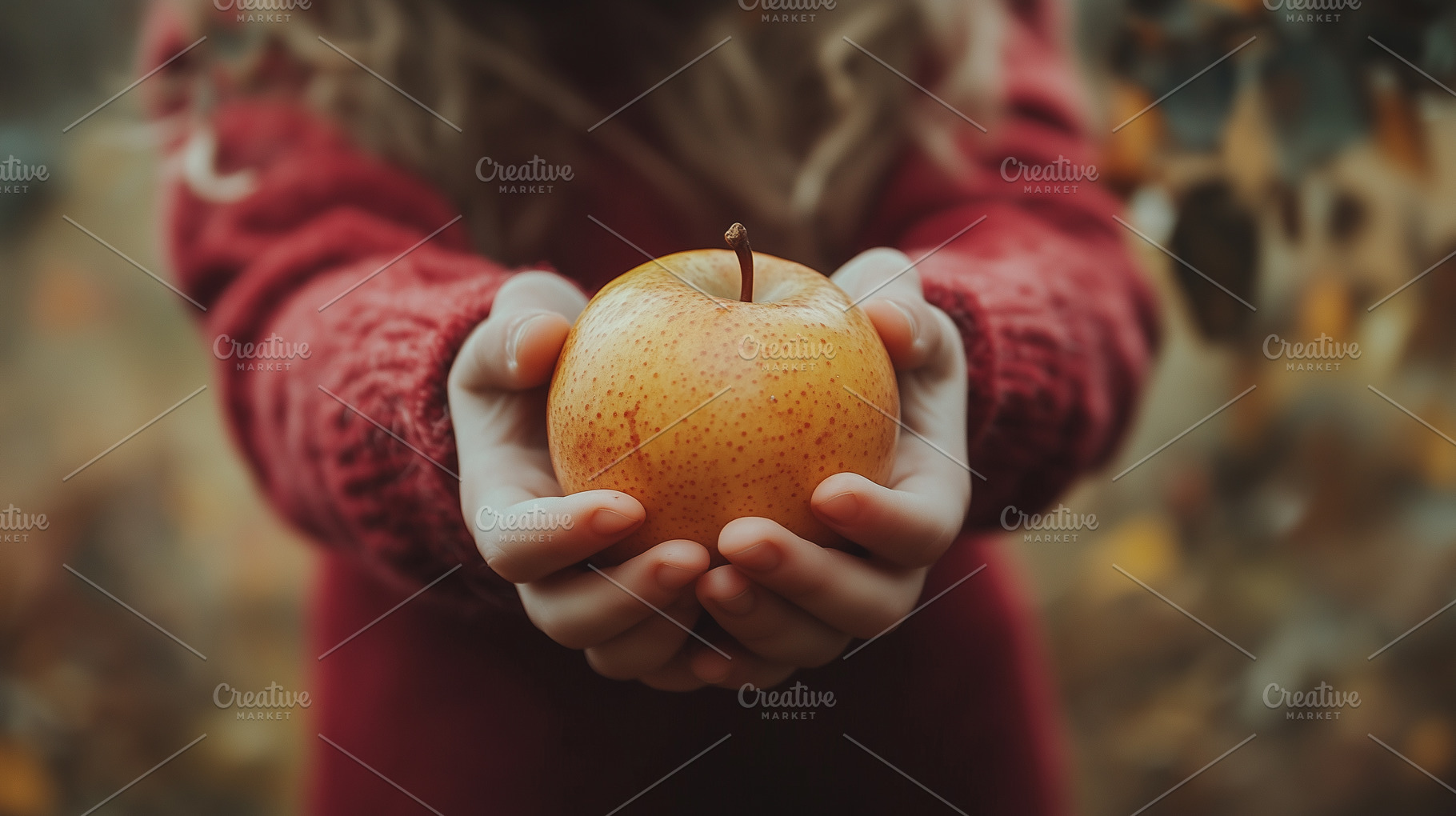 Little child holds wild orange apple, a Food & Drink Photo by MistyDay