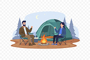 Flat Campfire Design for Camping, a Person Illustration by Partikusi Design (Thumbnail 3 of 3)