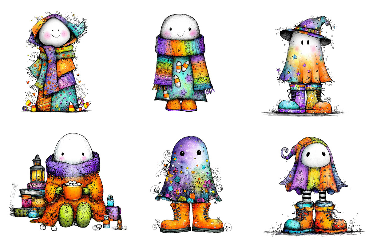 Cute Halloween Ghost Clipart, an Illustration by CreationArt (Photo 3 of 5)