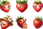 Watercolor Cute Strawberry Clipart, an Illustration by Designking (Thumbnail 3 of 4)