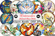 Round Stained Glass Birds Clipart, an Illustration by DreamCafeArt (Thumbnail 1 of 9)