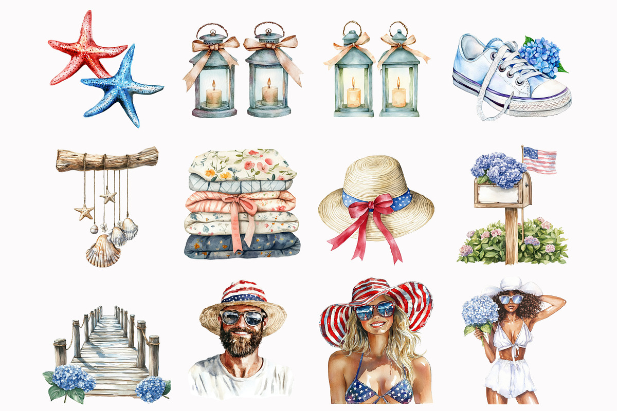 Watercolor Hello July Clipart, an Illustration by Design Market (Photo 4 of 5)