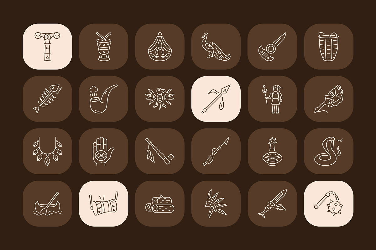 Tribal Art Icon Set, an Outline Icon by Prosymbols (Photo 5 of 7)