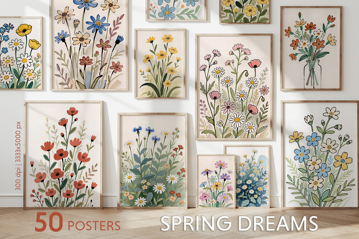Dreamy floral posters, a Background Graphic by MixedArt (Photo 1 of 10)