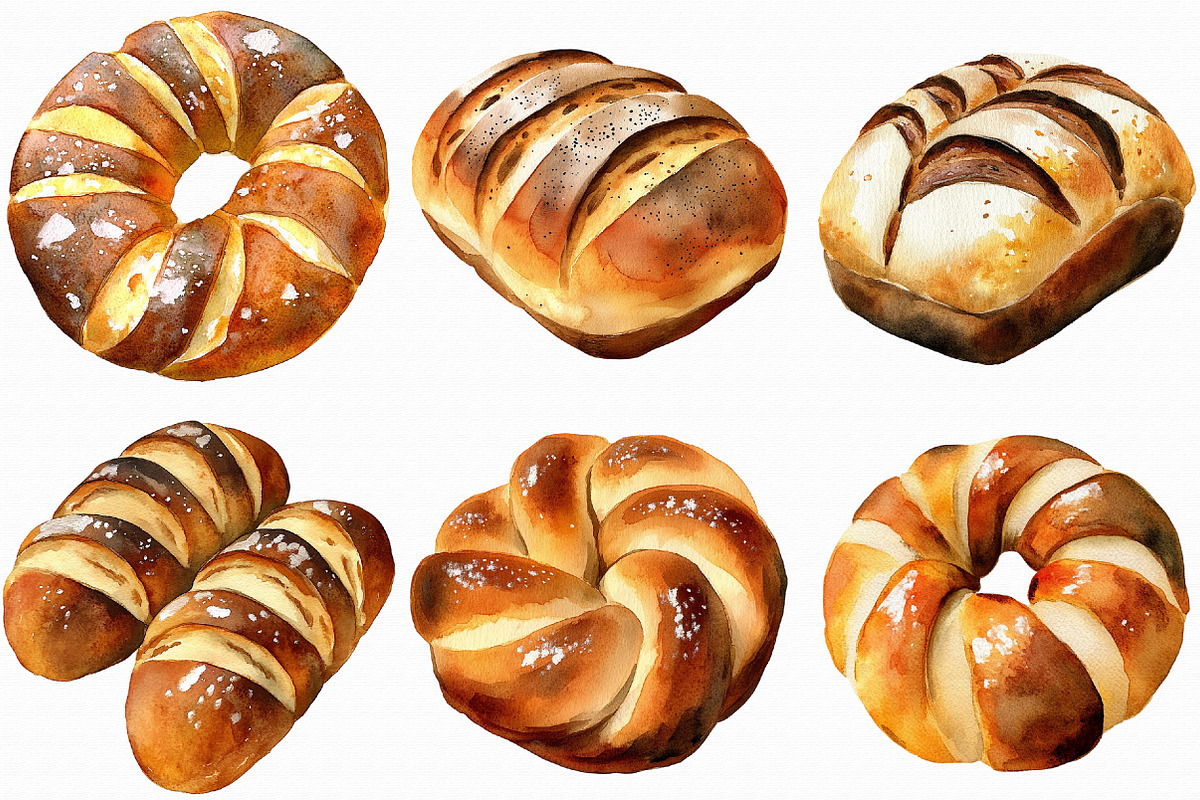 Watercolor Baker's Bread Clipart, an Illustration by Libby Wishes (Photo 7 of 7)
