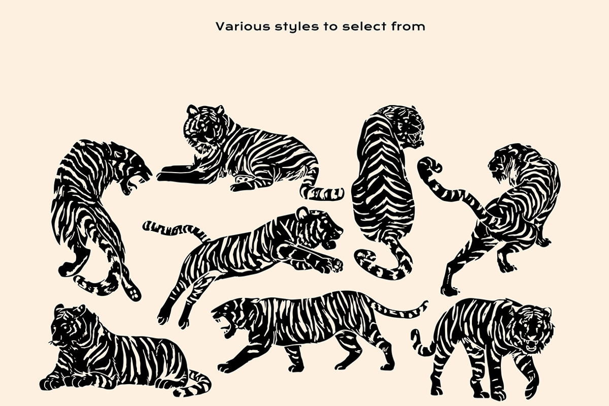 Linocut Tigers Clipart Bundle, an Animal Illustration by ClayStudio (Photo 3 of 6)