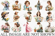 Watercolor Spring Vintage Woman PNG, an Illustration by Canvas Craft (Thumbnail 3 of 7)