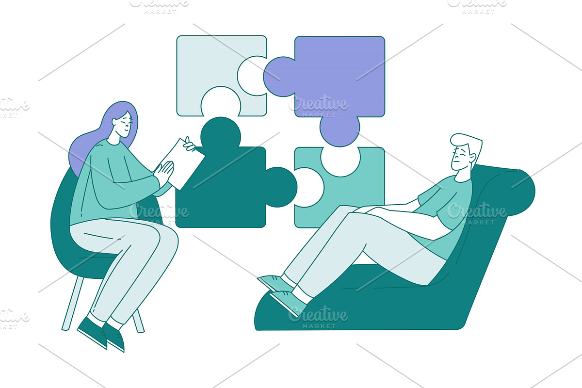 Mental Healthcare with Man Having, an Illustration by TopVectors
