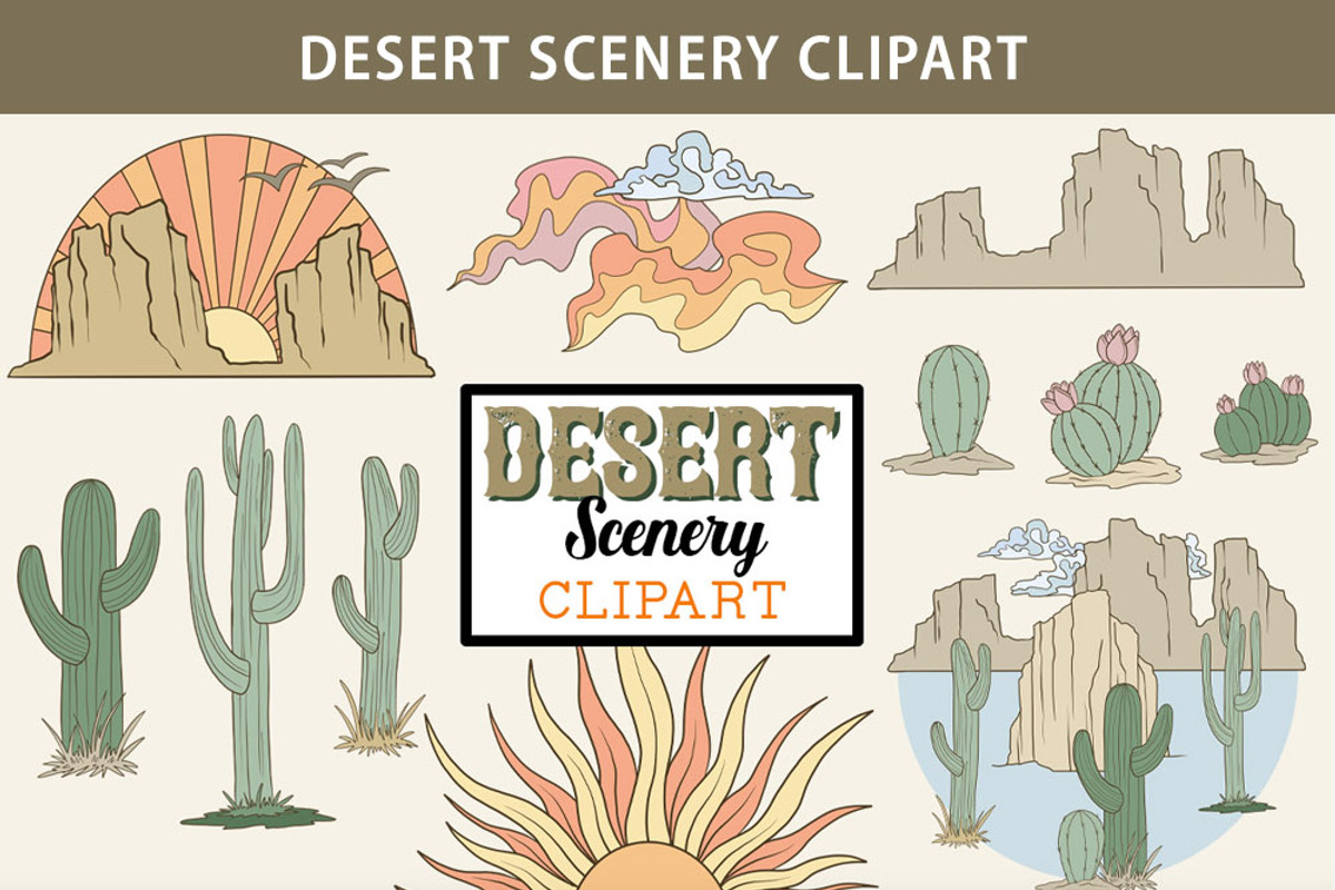 Desert Scenery Clipart - Cacti PNGs, a Decorative Illustration by SLS Lines (Photo 9 of 9)