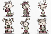 Watercolor Christmas Animals Clipart, an Illustration by Canvas Craft (Thumbnail 3 of 6)