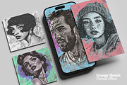Grunge Sketch Portrait Effect, an Action Add-On by Amorjesu.com (Thumbnail 2 of 21)