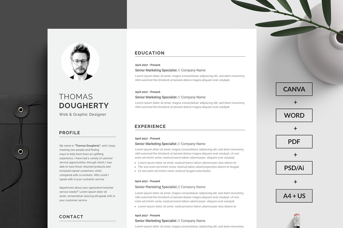 Canva Resume Template | Word, a Resume Template by CreativeZoom (Photo 1 of 7)